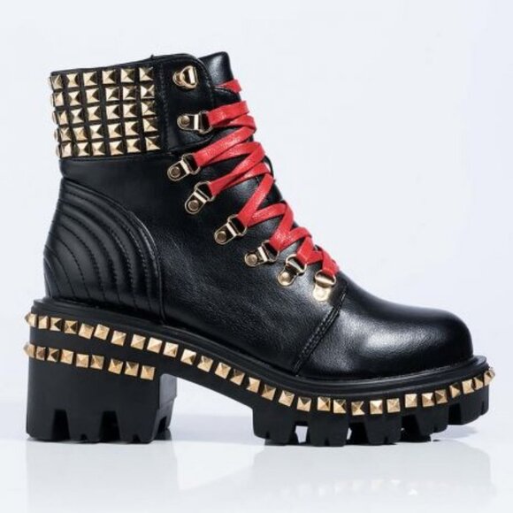 BIG STEPPIN  STUDDED CHUNKY HEEL BOOT ( BRAND NEW !!!!!!!!!!!! ) - Picture 2 of 8